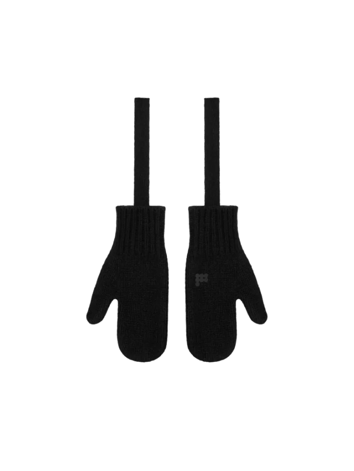 Recycled Cashmere Chunky Mittens - Black