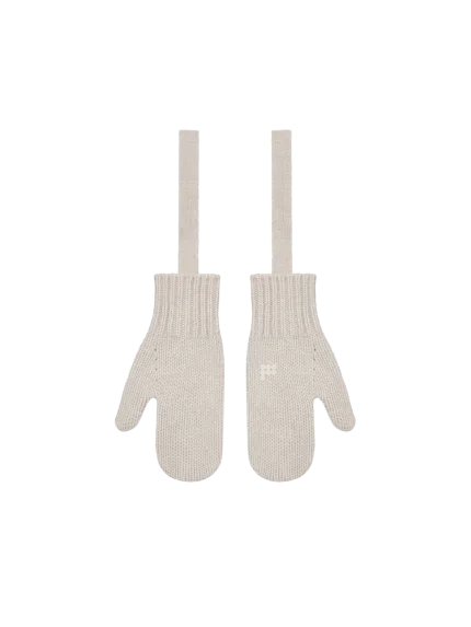 Recycled Cashmere Chunky Mittens - Oatmeal