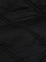 Womens Flower-Warmth Quilted Collarless Jacket - Black
