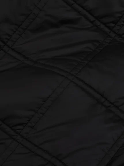 Womens Flower-Warmth Quilted Collarless Jacket - Black