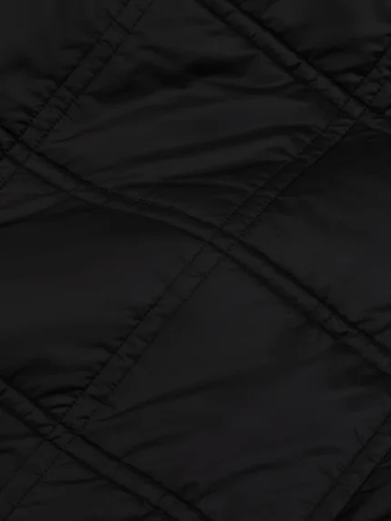 Mens Flower-Warmth Quilted Collarless Jacket - Black