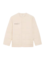 Womens Flower-Warmth Quilted Collarless Jacket - Sand