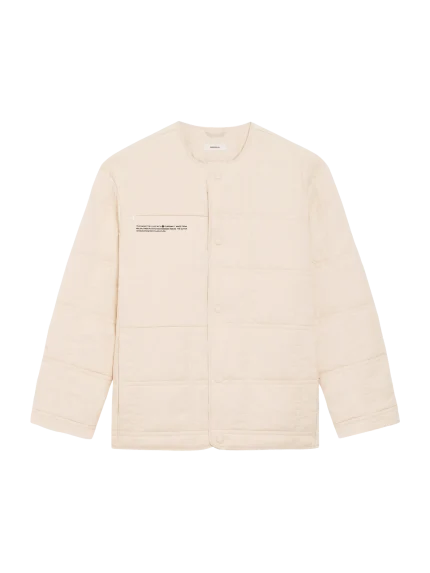 Womens Flower-Warmth Quilted Collarless Jacket - Sand