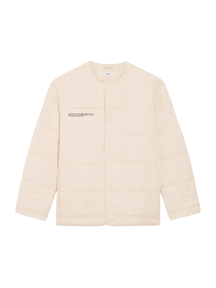 Womens Flower-Warmth Quilted Collarless Jacket - Sand
