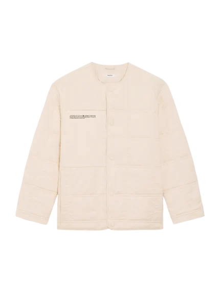 Mens Flower-Warmth Quilted Collarless Jacket - Sand