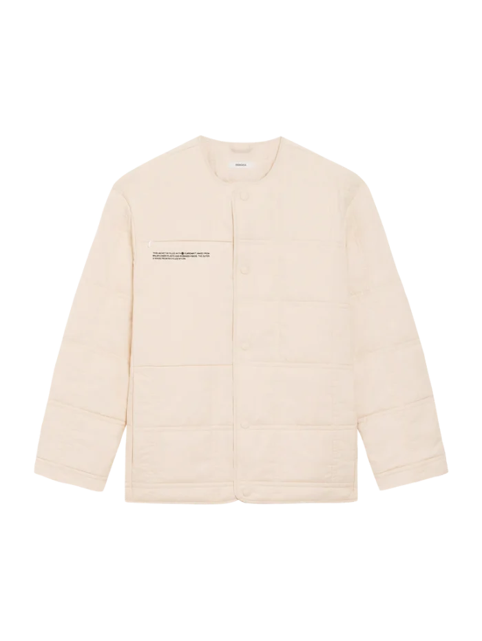 Mens Flower-Warmth Quilted Collarless Jacket - Sand