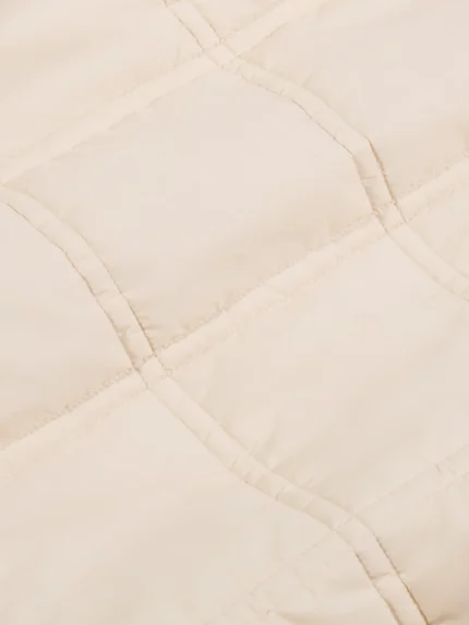 Womens Flower-Warmth Quilted Collarless Jacket - Sand