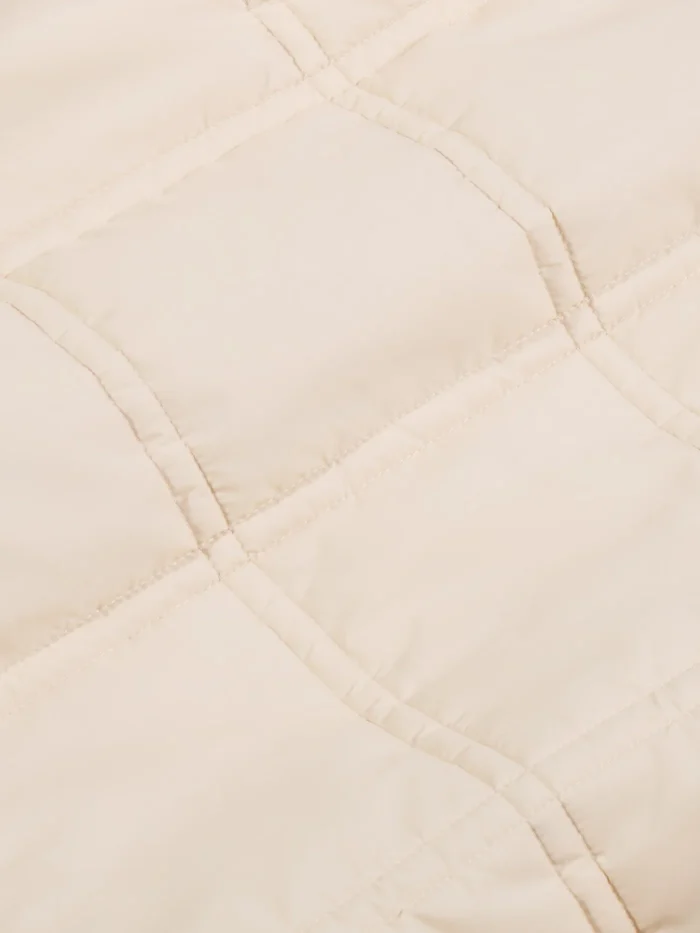 Womens Flower-Warmth Quilted Collarless Jacket - Sand