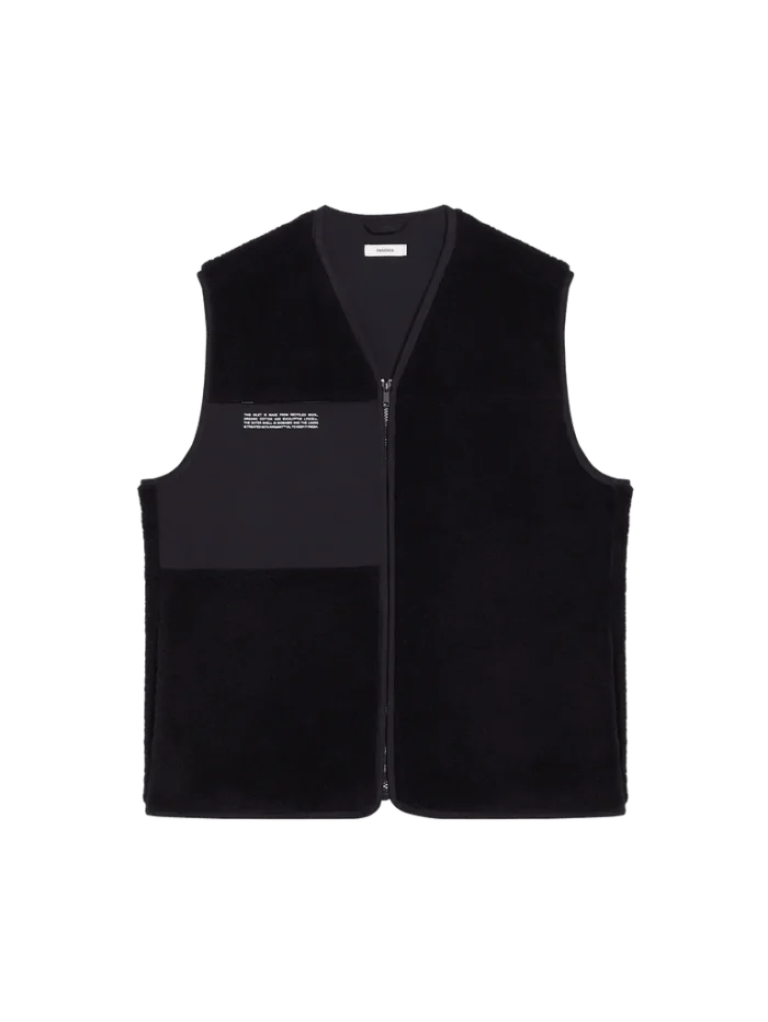 Womens Recycled Wool Fleece Gilet - Black