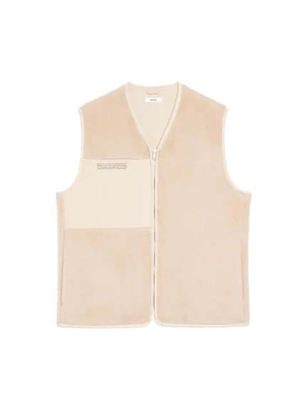 Womens Recycled Wool Fleece Gilet - Sand