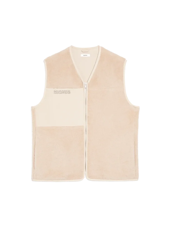 Womens Recycled Wool Fleece Gilet - Sand
