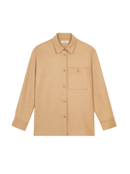 Womens Recycled Wool Long-Sleeve Shirt - Desert Camel