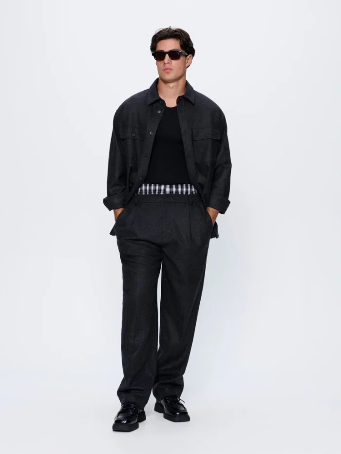MENS RECYCLED WOOL TROUSERS - MERCURY GREY