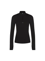 Womens 99% Bio-Based Zipped Long Sleeve Top - Black