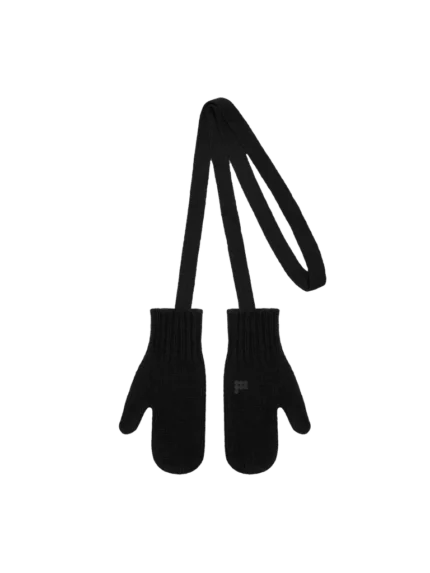 Black Recycled Cashmere Chunky Mittens