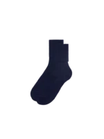 Cashmere Ribbed Ankle Socks—dark navy