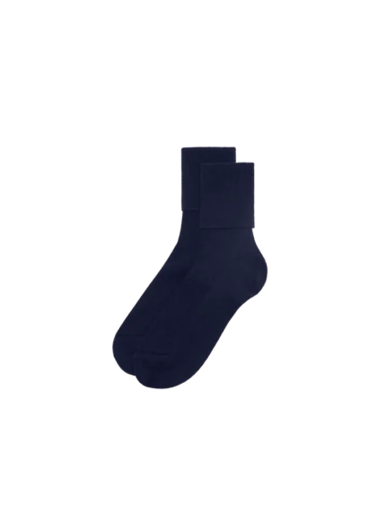 Cashmere Ribbed Ankle Socks—dark navy