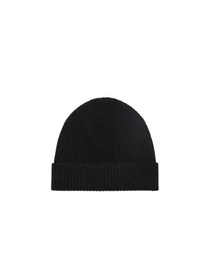 Cashmere Ribbed Beanie—black