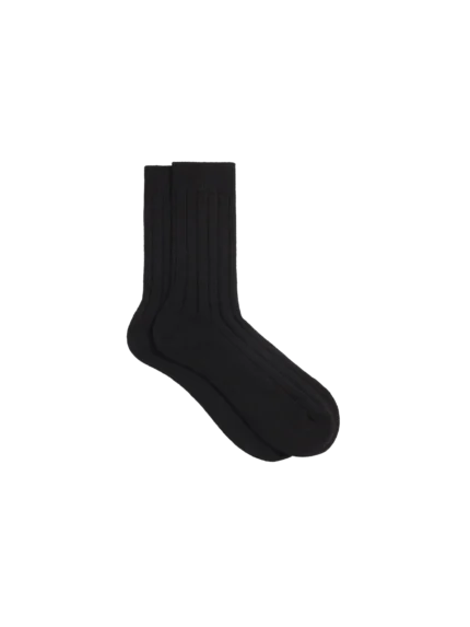 Cashmere Ribbed Socks—black