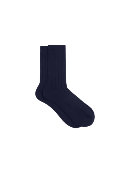 Cashmere Ribbed Socks—dark navy