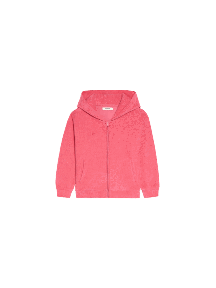 Kids Towelling Zipped Hoodie - Lotus Pink
