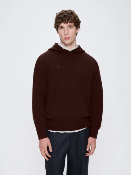 Mens Recycled Cashmere Hoodie—Dark Burgundy