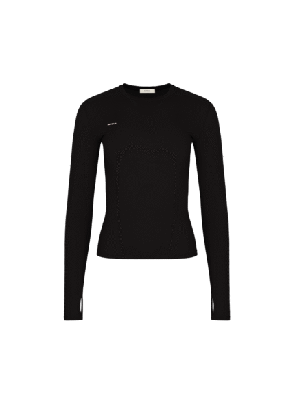 Womens 365 Cotton-Stretch Long-Sleeved Top - Black