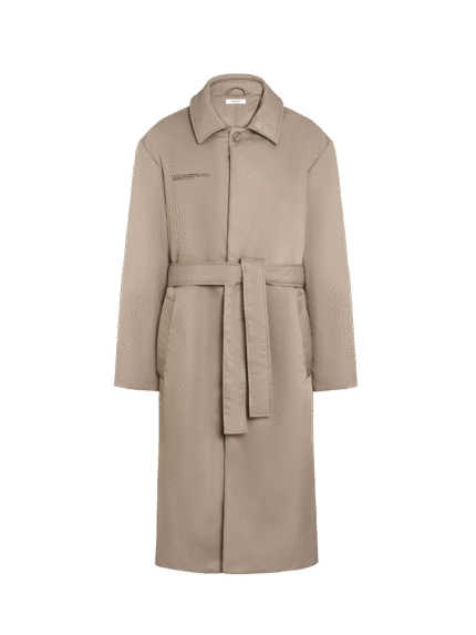 Womens Flower-Warmth Trench Coat - Taupe